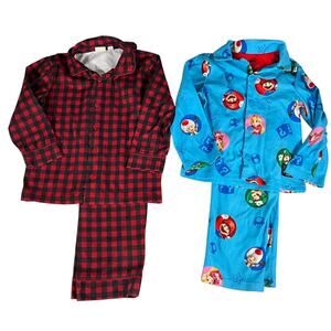 Unisex Pajama Sets Mario Bros Size 6 Outdoor Kids Red & Black Plaid Size 5 Used